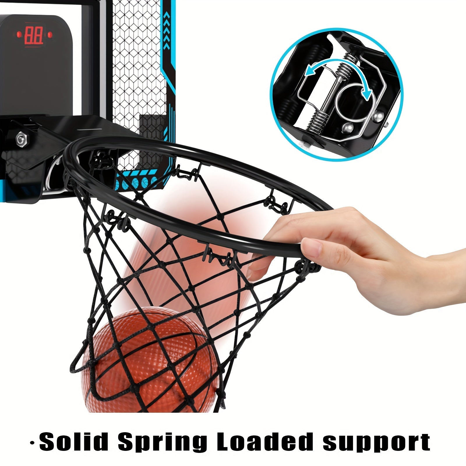 Jovow Basketball Stand Set, Door Basketball Hoop, Suitable for Indoor And Outdoor Play, Features LED Lights And an Electronic Scoreboard, Includes 4 Basketballs, Perfect for Birthday And Christmas Gifts
