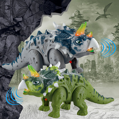 Toys for Children Featuring a Triceratops Dinosaur That Walks on Its Own, Lights Up, And Makes Roaring Sounds, Perfect for Halloween, Surprise Birthday Celebrations, And Christmas Gifts for Boys And Girls