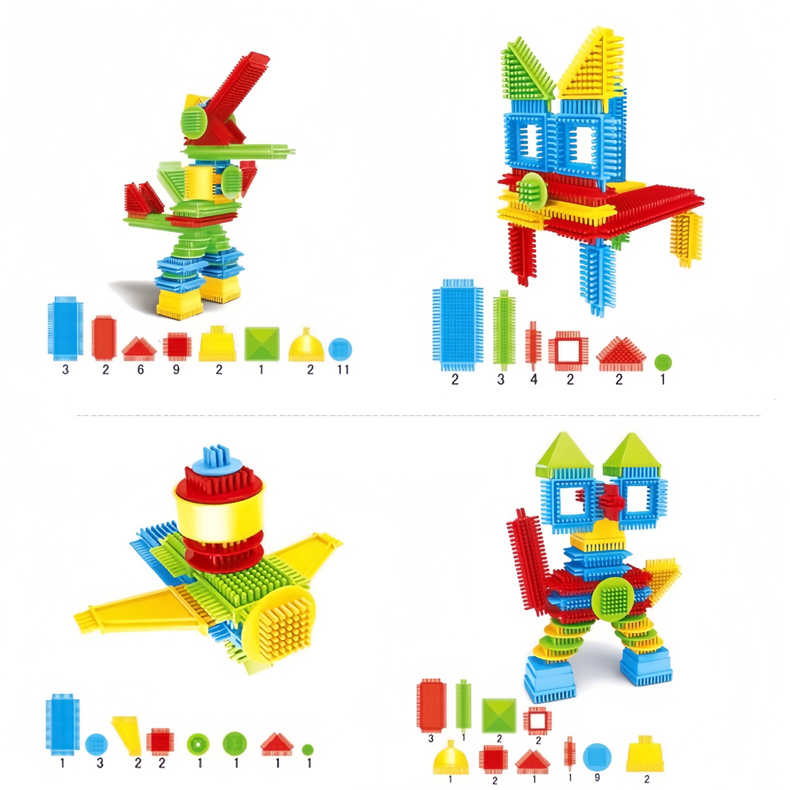 150pcs Hedgehog Building Blocks Tiles Set - Soft Interlocking Bristles Blocks Educational Learning Toys for Preschool Kids - Bristle Shape Building Blocks Toy for Children