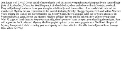 Scooby-Doo Mystery Machine 5-Tab Spiral Notebook With 75 Sheets