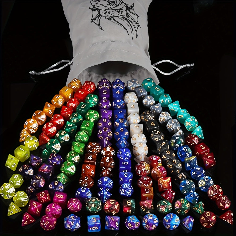 Halloween/ Christmas Gift 141pcs Polyhedral Dice Set, Includes 140pcs DND Dices And A Creative Pattern Velvet Bag for RPG Role-playing Game, These These D&D Dice Set Are Great for D&D Players.
