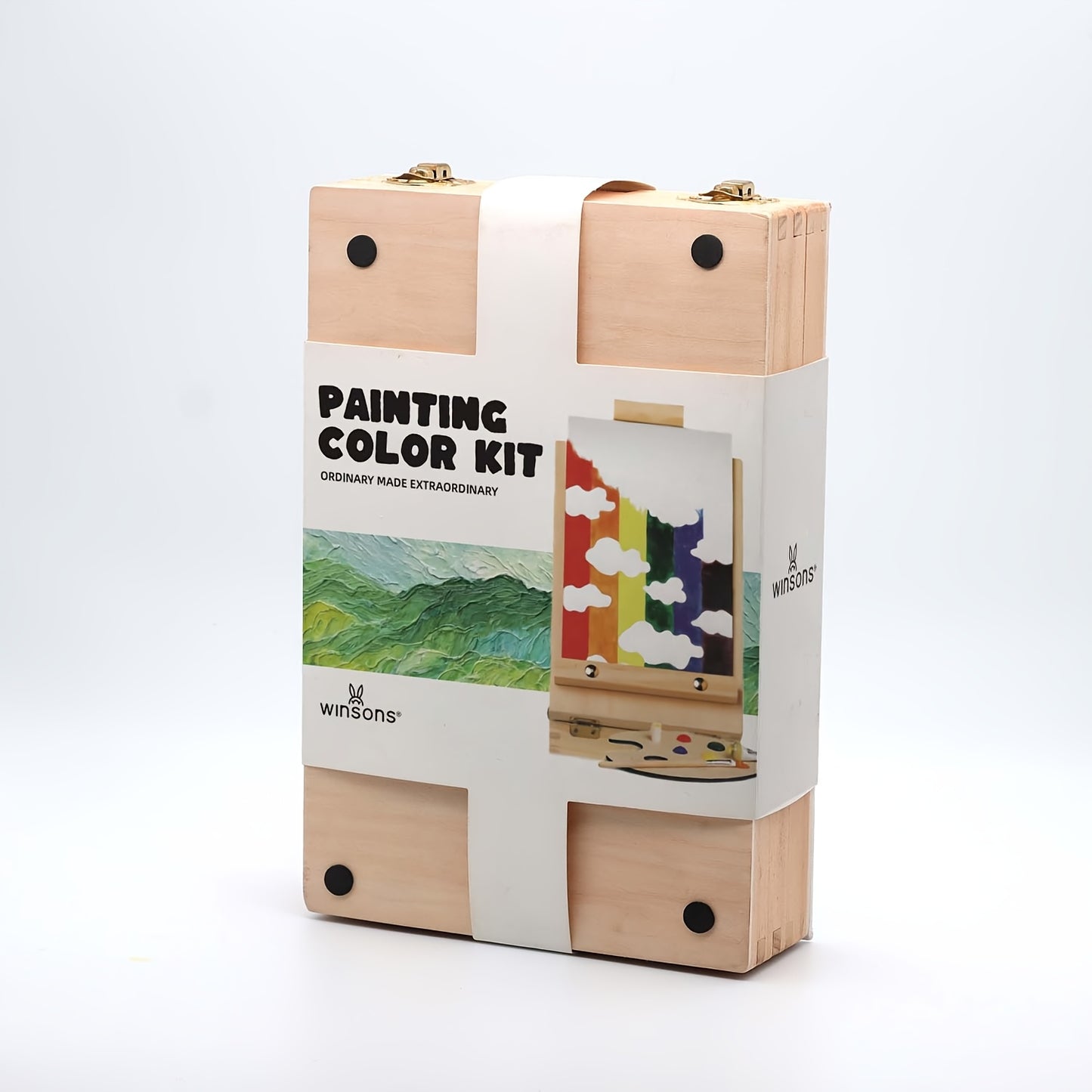 14pcs New Outdoor Painting Set Painting Box, Sketch Box, Portable Adjustable Wooden Tabletop Easel, Including Paint, Tray, Canvas, 4 Pens, Shovel
