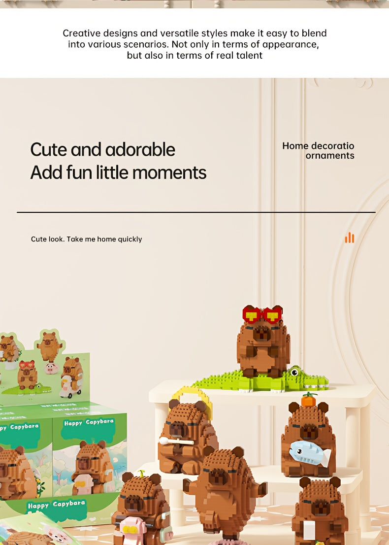 Easter, Easter Gifts, 562+pcs Collector's Edition Capybara Micro Particles Building Blocks, Eternal DIY Home Desk Decor, Suitable for Boys And Girls, Miniature Building Blocks, Assembly Set, Stress-relieving Toy, Children's Festival Gift