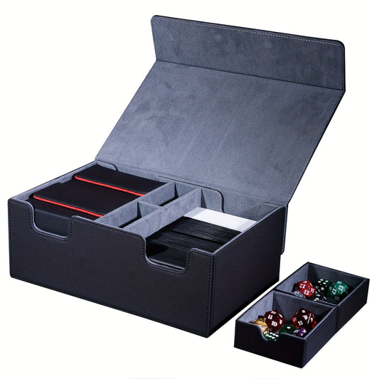 Deck Box Magnetic for 600+ MTG Cards, High Capacity Card Deck Case for 4 Small Card Deck Case, Collecting Card Storage Box Including 2 Dice Tray,Suitable for MTG, TCG Trading Cards YuGiOh and Sport Card