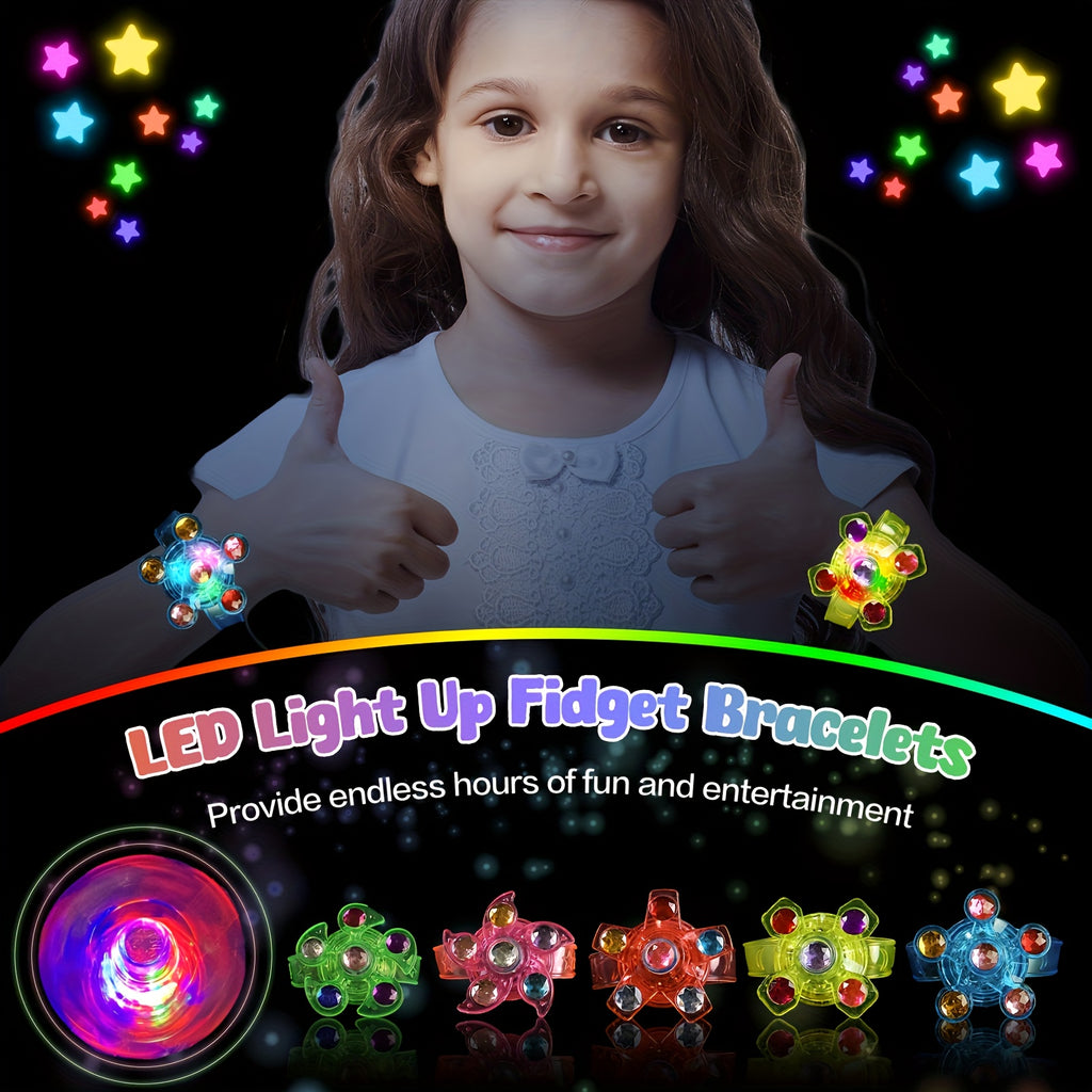[Birthday Gifts, Party Favors] 30pcs LED Light Up Fidget Spinner Bracelets Party Favors, Glow In The Dark Party Supplies, Birthday Gifts, Treasure Box Toys for Classroom