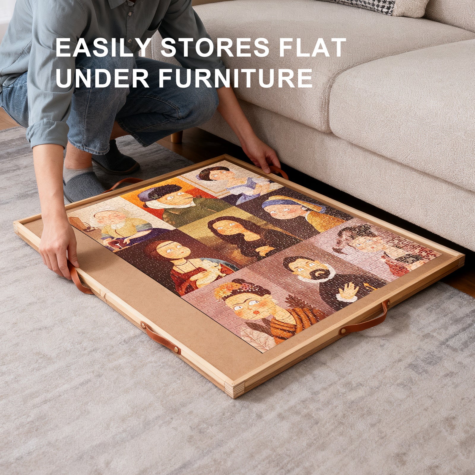 Large 35“x27” Rotating Puzzle Table with Easy Pull Handle Drawers, Puzzle Organizer Board for Adults and Seniors