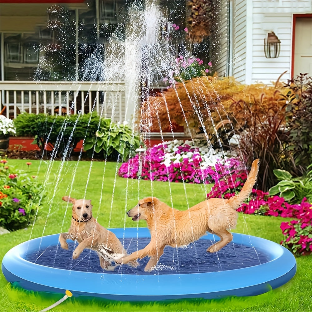 Extra Thick Splash Pad for Large Dogs, 0.6Mm Non-Slip Durable Dog Sprinkler Pool & Cooling Mat, Heavy Duty Summer Outdoor Water Play Fountain for Jumbo Breeds
