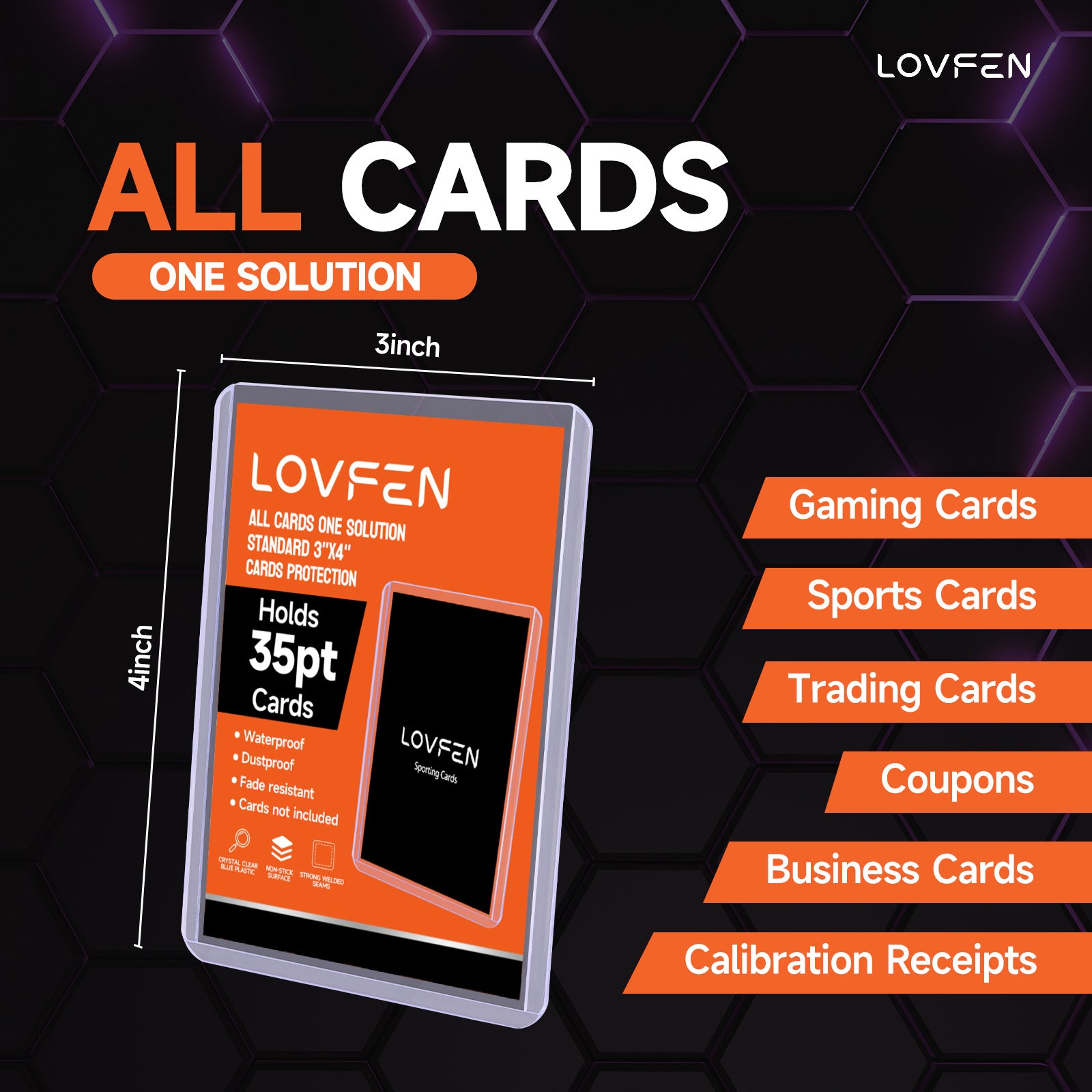 LOVFEN 100/200/500/1000/2000 Ct 3"x4" Top Loads for Cards - 35pt Premium Hard Plastic Card Protectors, Plastic Card Sleeves, for Trading Baseball Game Sports Collectible Card (1000ct Topload + 1000pcs Penny Sleeves)