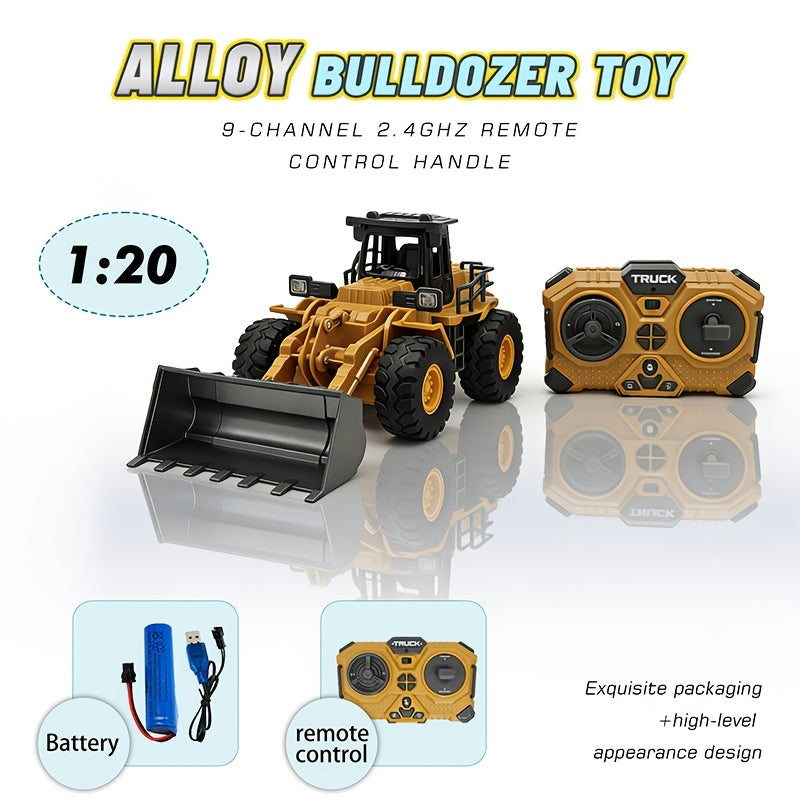 9 Channels Remote Control Loader, 2.4Ghz RC Construction Vehicle Truck with Alloy Metal Cap, Light & Sound, Rechargeable Battery, Ideal Gift for Halloween Thanksgiving Christmas