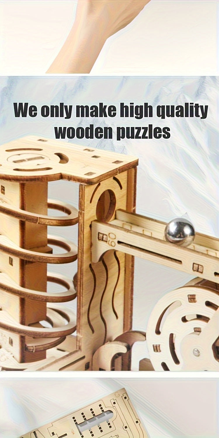 3D Puzzle For Adults, Wooden Ball Track, STEM Project, Two Sets Of Expansion For Male And Female Home Decoration Enthusiasts, High-difficulty Wooden Building Model Holiday Gift Birthday Gift