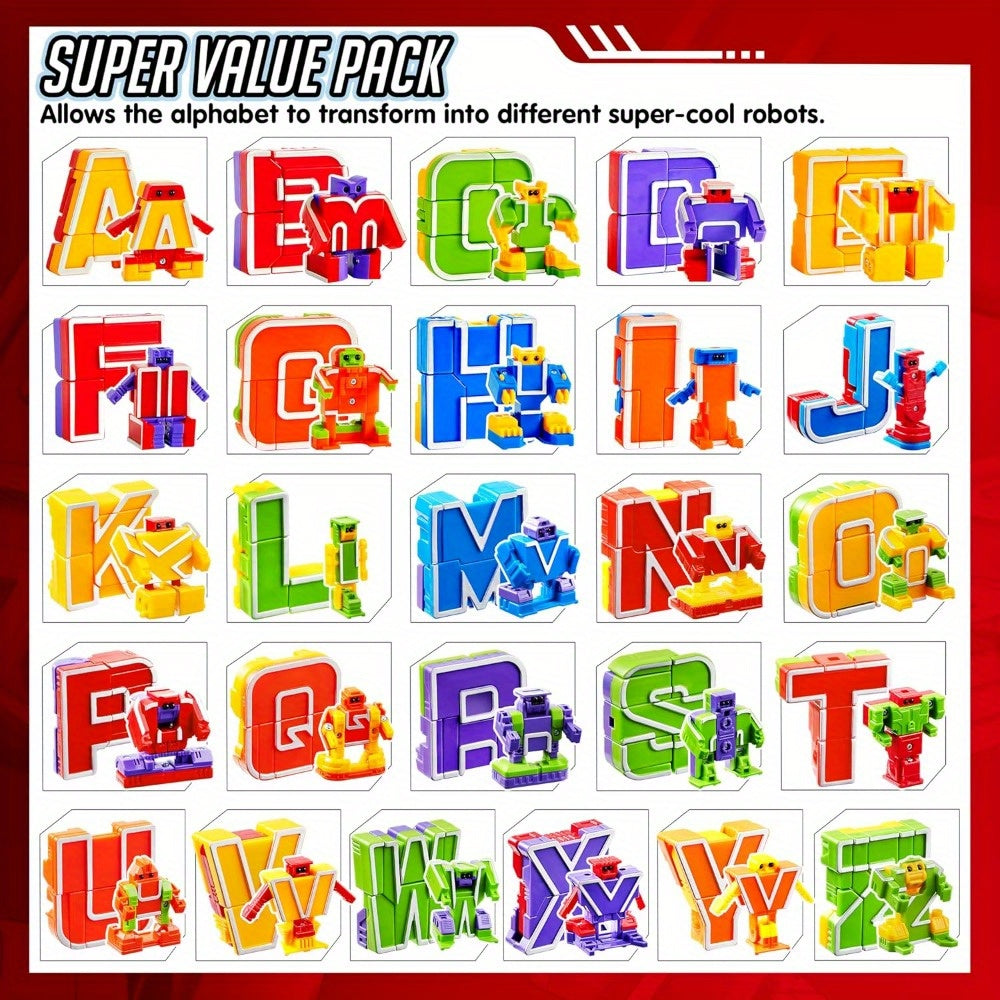 SYNCFUN Alphabet Robots Toys For Kids, ABC Learning Toys, Alphabots, Letters, Children Education Toy, Carnival Prizes, Christmas, Treasure Box And Prize For Classroom, Perfect Gifts For Boys And Girls, For Christmas Party And Christmas Toys.