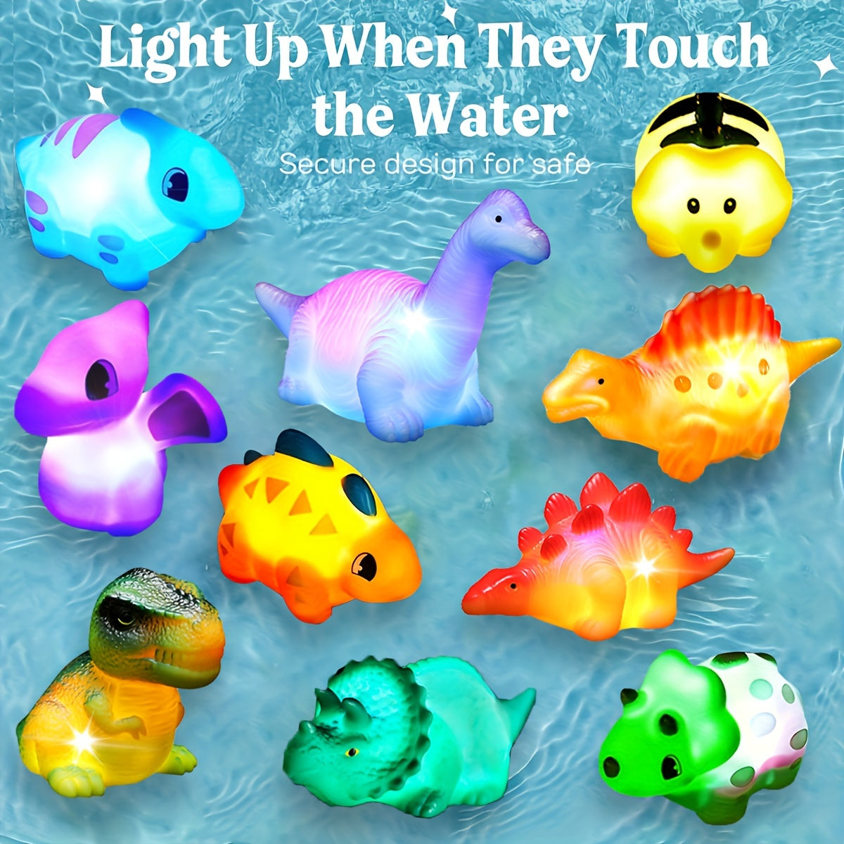 2/4/6/8/12pcs Light-Up Floating Dinosaur Bath Toys Set for Kids Child Nephew In Birthday Christmas Easter, Great Bathtub Shower Pool Bath Toy for Children Preschool Random Color