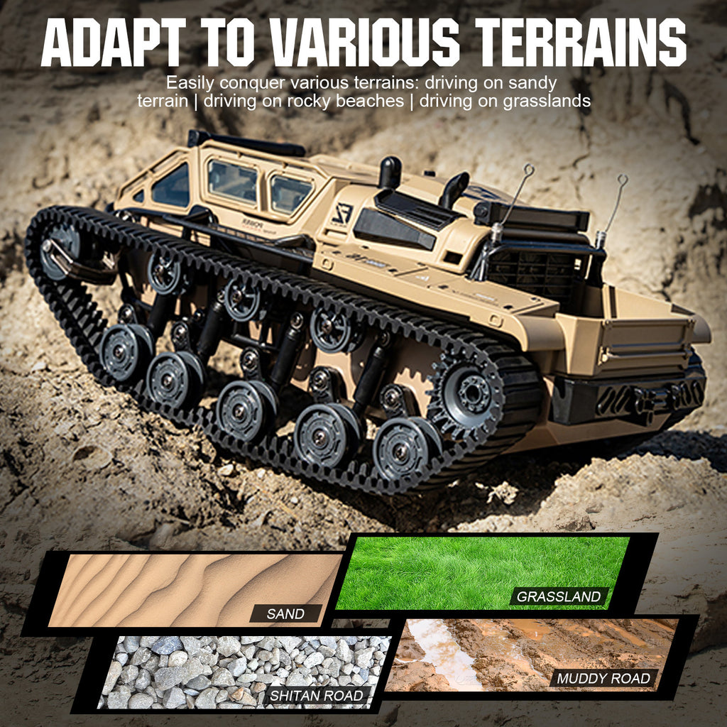 RC Tracked Tank With Full-Proportional Remote Control Car Powerful Offroad For All Terrains With Led Lights And Alloy Door Open Model Military War Car Vehicle Gift For Kids With 2 Batteries