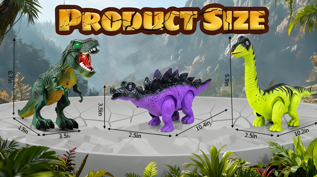3pcs Electric Dinosaur Toy with Sound Light and Walking Effect, Boy Children's Toy Gift, Suitable for Children Aged 3 4 5 6 7, Interactive Movable Dinosaur Toy Set