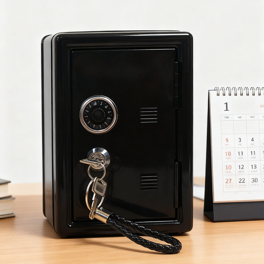 1pc Secure Metal Coin Bank, Cash Storage Box With Key And Combination Lock, Small Piggy Bank With Removable Drawer, With Ideal For Back To School, Halloween, Christmas, New Year Gifts