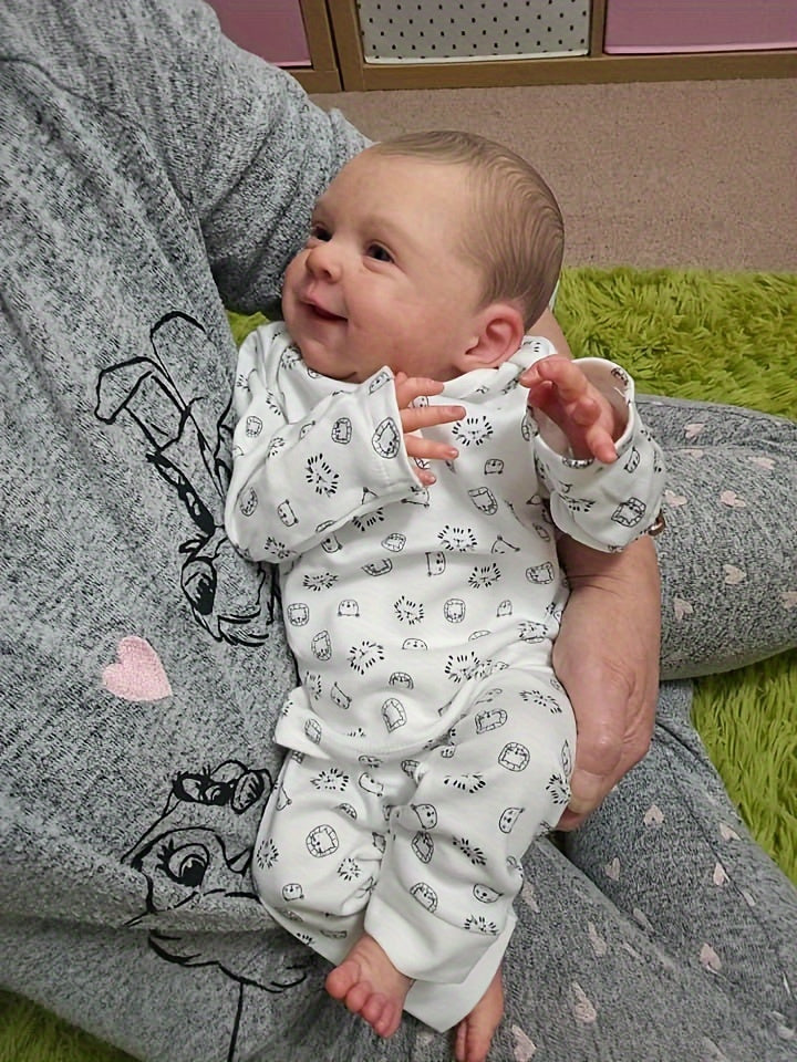 Newborn Baby Dolls-19 Inch/49 Cm Lifelike Reborn Doll With Soft Cloth Body, Hand-painted Realistic Smile Newborn Baby Doll For Birthday/Christmas Gifts