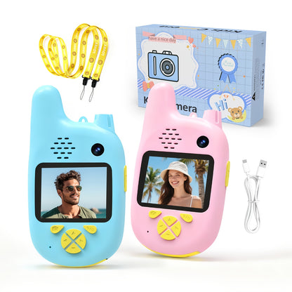 Video Walkie Talkies (2pcs) with Voice Changer, Video Call, Take A Picture, Dual Cameras for Indoor Play Camping Hiking Travel Birthday Gift, Outdoor Communication, Travel Essentials, Colorful Design, Durable(2412-2462MHZ)