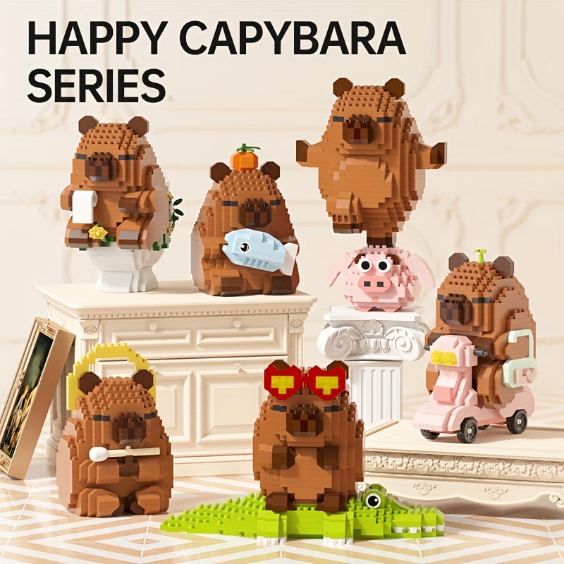 Easter, Easter Gifts, 562+pcs Collector's Edition Capybara Micro Particles Building Blocks, Eternal DIY Home Desk Decor, Suitable for Boys And Girls, Miniature Building Blocks, Assembly Set, Stress-relieving Toy, Children's Festival Gift