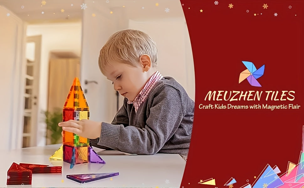 Magnetic Tiles, Deluxe 120pcs Building Blocks Magnet Toys for Kids, 3D Magnet Puzzles Stacking Blocks for Boys Girls, Huge Set with 2 Cars
