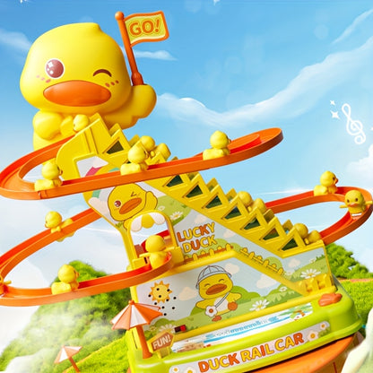 Electric Slide Duck Toys with Music, Ducklings Climbing Stairs Toy for Boys And Girls Age 3 4 5 6, Holiday Gift, Easter Halloween Christmas Gift