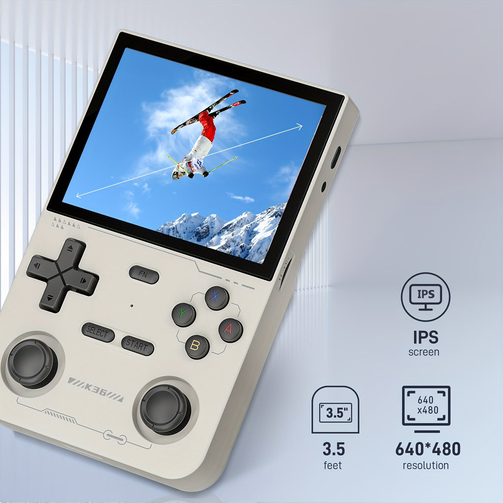 Open Source Portable Handheld Game Console, Ultra Long Battery Life, Pre Installed Emulator, Support for Self Download, 3.5-inch IPS High-definition Screen, Equipped with 64GB TF Card, OTG Socket, Supports Multiple Languages
