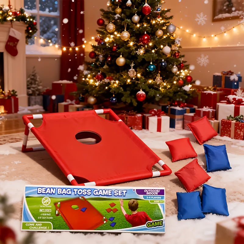 [Portable Beanbag Game] 1 Portable Beanbag Throwing Game Kit - Foldable, Durable, And Portable, Perfect for Outdoor Parties, Camping, And Backyard Fun - Available in Red And Blue Upgraded Versions, Includes 1 Hole Board And 12 Beanbags, Red And Blue Two-T