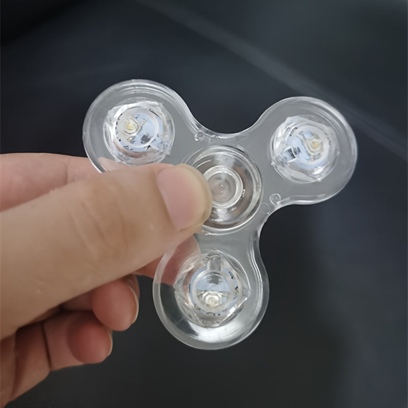 12pcs LED Crystal Fidget Spinner with Vibrant Lights - Glow-in-the-Dark, Adjustable Relax Gyroscope, Transparent PC Material, 4-Gear Colorful Spinning Top for Youngsters, Fidget Toys