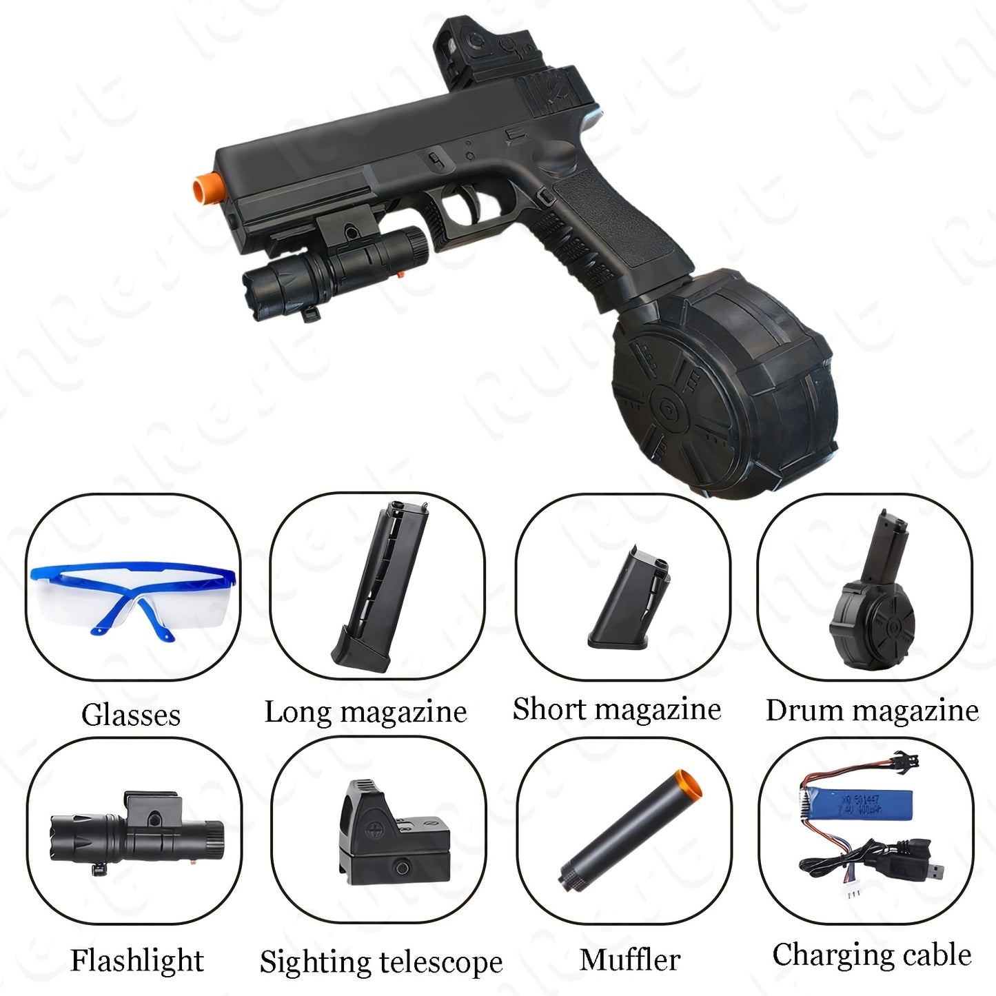 New Electric Fully Automatic Shooting Toy Gun, Outdoor Sports Interactive Game Toy, Rechargeable Portable Gun Toy, Long Battery Life - Suitable For Outdoor And Indoor Team Collaboration Game Toys. Halloween, Christmas, Birthday Party Gifts