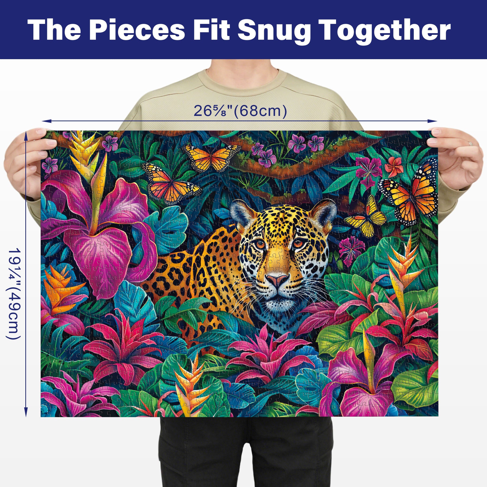 3 Pack Challenging 1000 Piece Large Jigsaw Puzzle for Adults, for Family Game Night, Birthday/Christmas/Holiday/Easter Gift, DIY Home Decor, Puzzles with Letters on Back, Fusine Lake, Jungle Parrots, Leopard in the Jungle, Travel Landscape, Scenic Spots i