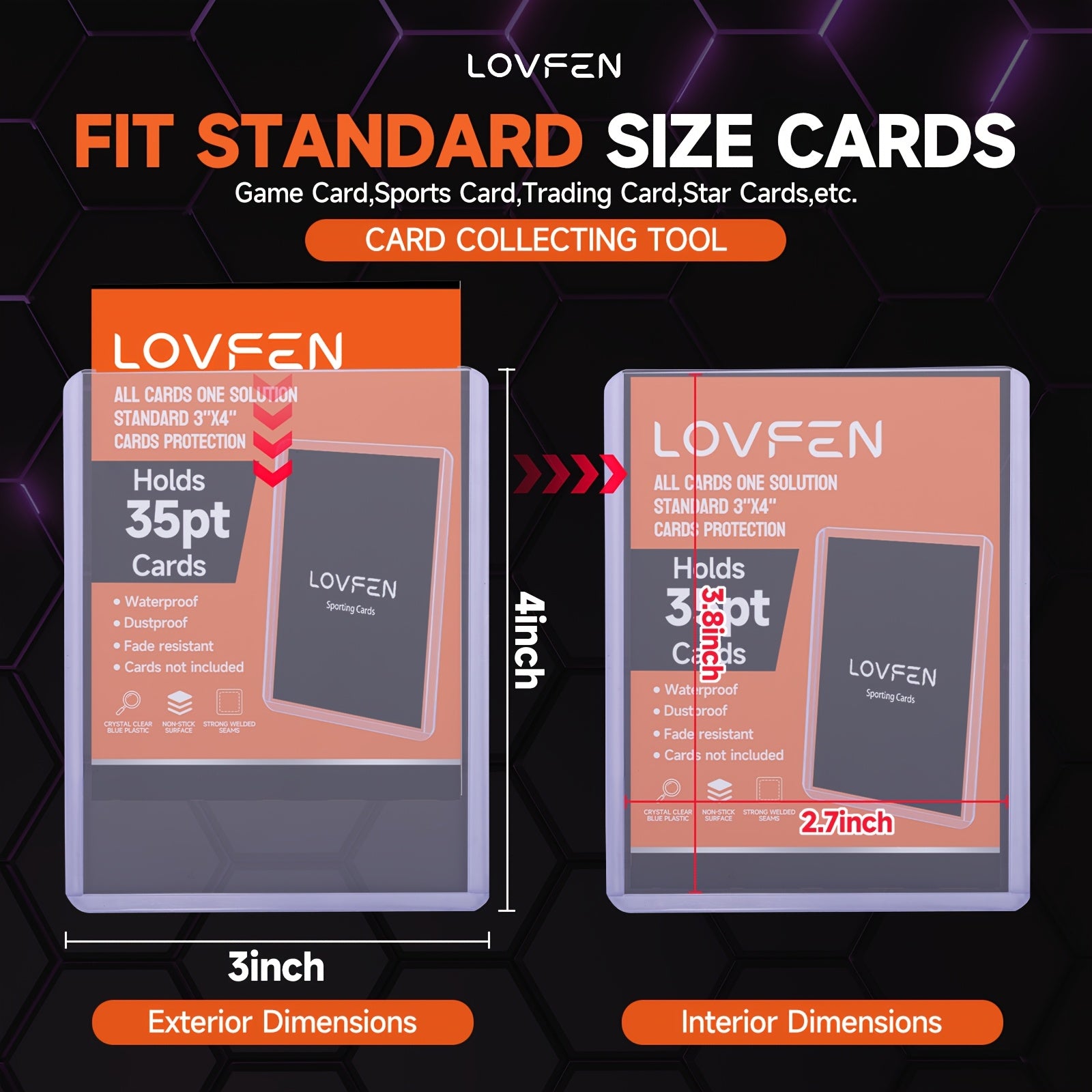 LOVFEN 4000CT Top Loads Card Sleeves For Cards, 3" X 4" Baseball Card Protectors, Trading Card Sleeves Hard Plastic Fit For Baseball, Football Cards (2000 Top Loads + 2000 Soft Sleeves) Easter Gift