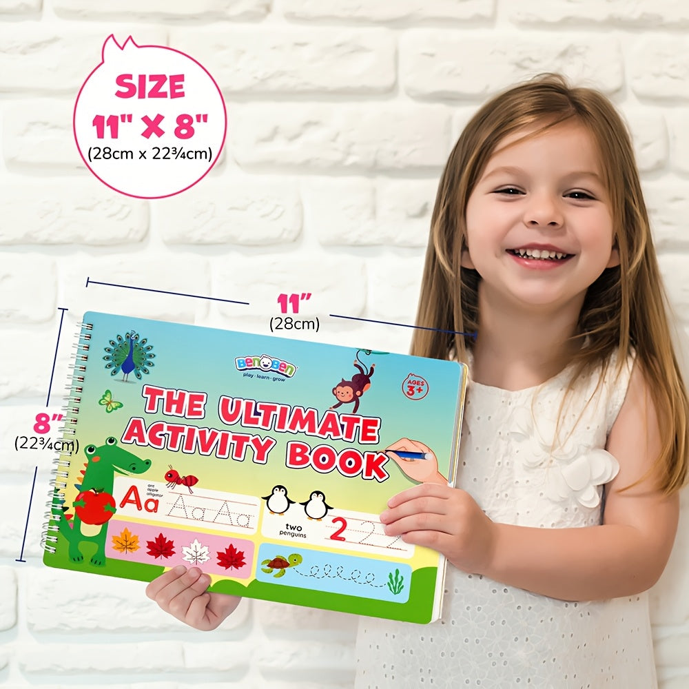 Preschool Learning Activities, 50 Pages, Tracing Books for Kids Kindergarten Workbooks, Practice Busy Book Educational Toys Birthday Christmas Gifts for Boys Girls