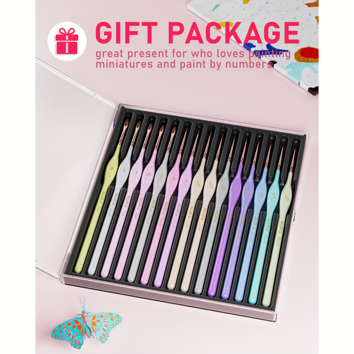 [Great Gift] Micro Fine Detail Paint Brush Set with 15pcs Brush &1pcs Case, Pastel Small Miniature Fine Tip Detail Brushes Kit for Acrylic Oil Watercolor, Craft, Models, Miniatures, Rock Painting, Paint By Numbers-Great Gift