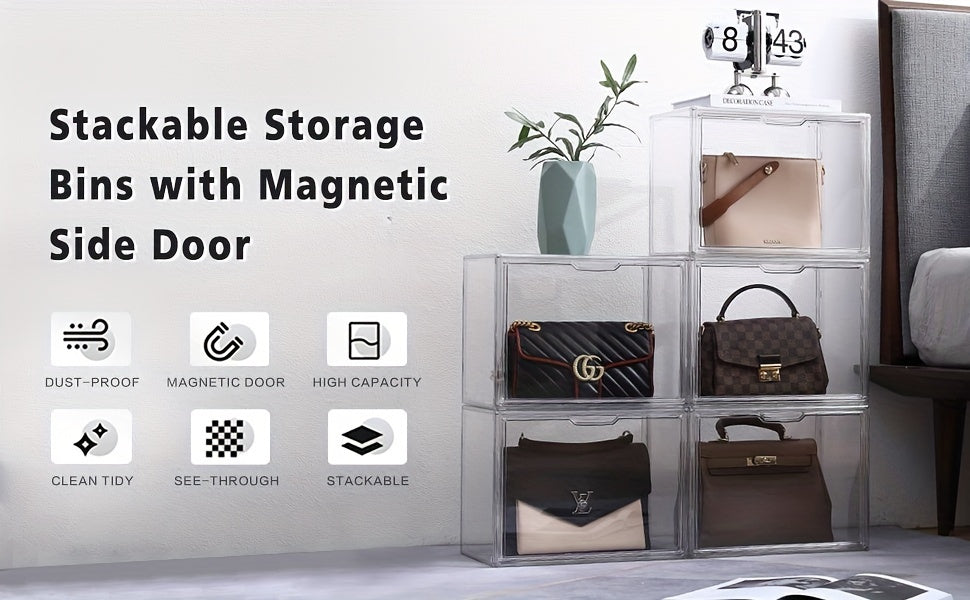 3pcs Clear Display Case Dustproof Storage Bins Containers Organizer Bag Show Box For Collectibles/ Car Model