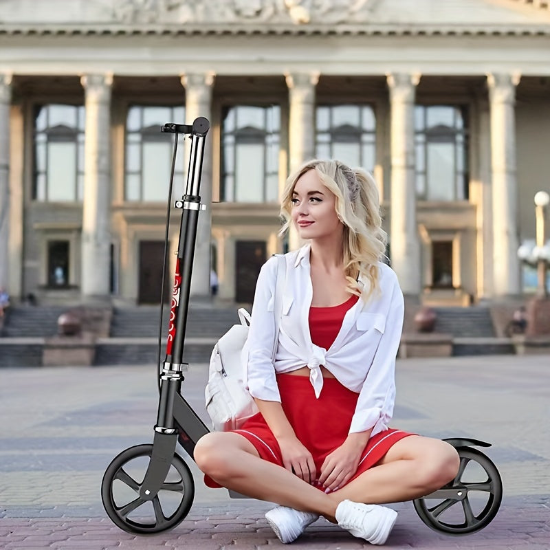 2026 Double Brake Foldable Adjustable Height (4 Gears) Lightweight Maximum Load Capacity Of 220LB 2-wheel Commuting Scooter Adult And Youth Game Day Fan Gear for All Football Fans Halloween Christmas Gift