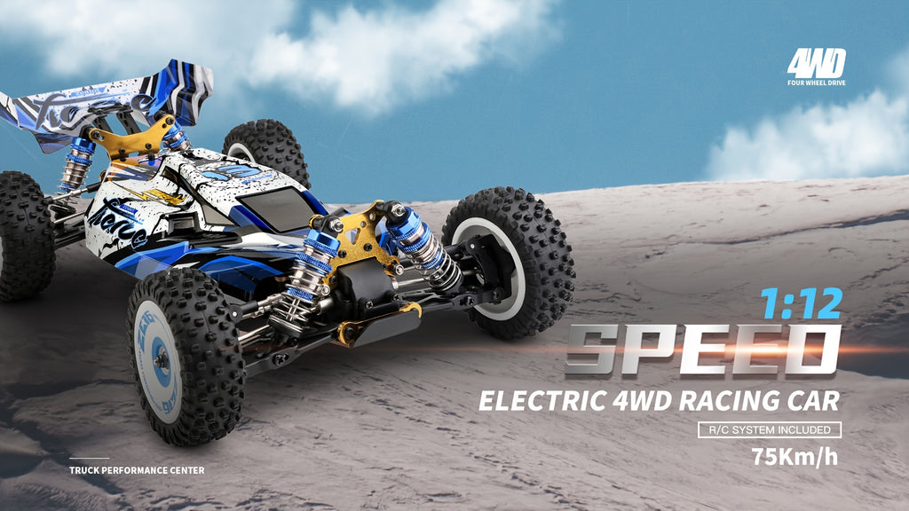 [Remote Control Toys] Wltoys 124017 75KM/H 4WD RC Car Professional Racing Car Brushless Electric High Speed Off-Road Drift Remote Control Toys for Boys With 2 Batteries