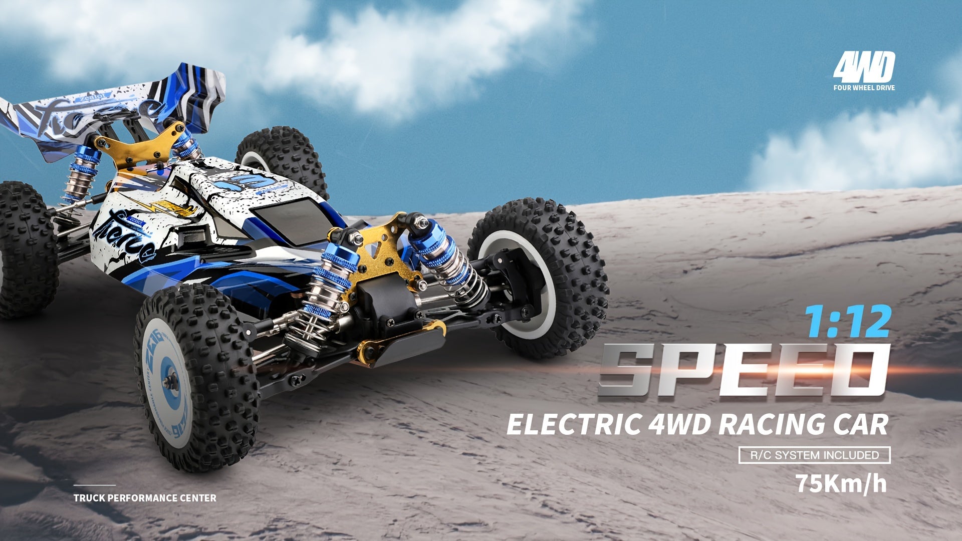 [Remote Control Toys] Wltoys 124017 75KM/H 4WD RC Car Professional Racing Car Brushless Electric High Speed Off-Road Drift Remote Control Toys for Boys With 2 Batteries