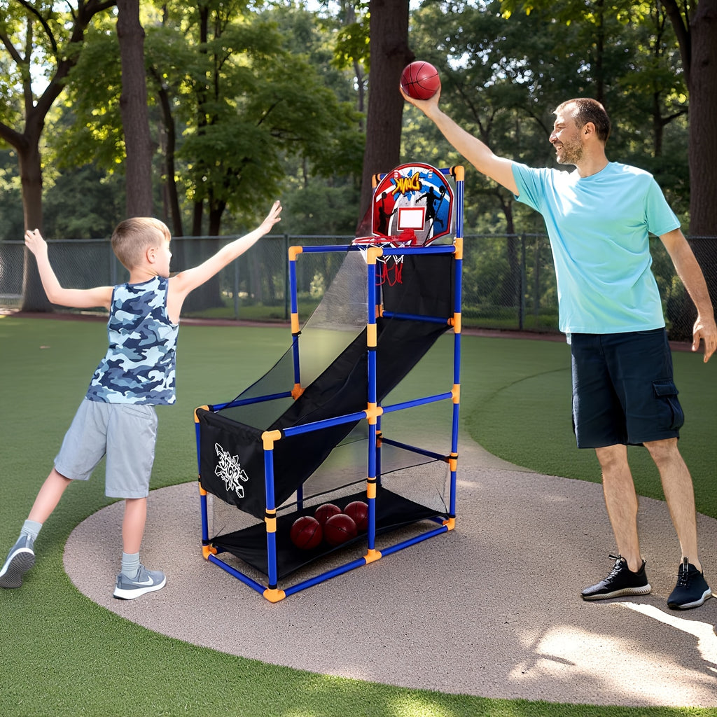 Arcade Basketball Game Set with 4 Balls And Hoop for Kids 3+ Years Old Indoor Outdoor Sport Play - Easy Set Up - Air Pump Included - Ideal for Competition