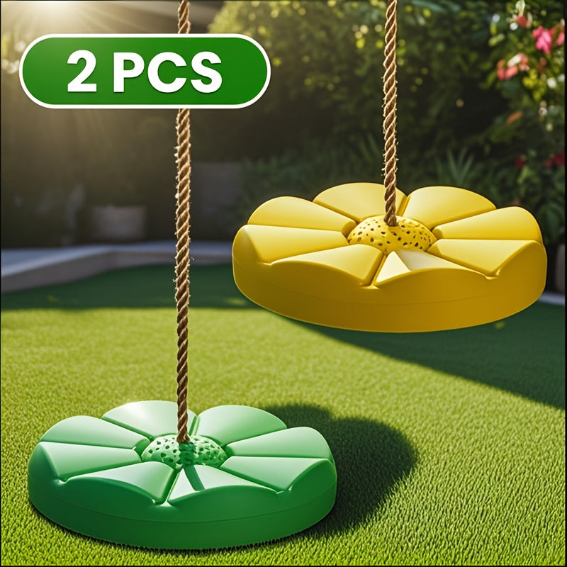 2pcs Single Style Thick Swing, Outdoor Fitness Flower Shaped Fun Swing, Diameter 11.8in Adjustable Rope Length 78.7in, Suitable for Amusement Parks/courtyards