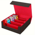 TCG Deck Box, 3000+ Trading Card Storage Box, 4 Rows Card Deck Case for Trading Cards, Synthetic Leather Commander Card Deck Case for MTG Commander YugiOh TCG TGG Cards Sport Cards
