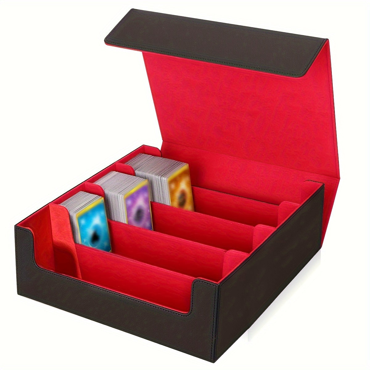 TCG Deck Box, 3000+ Trading Card Storage Box, 4 Rows Card Deck Case for Trading Cards, Synthetic Leather Commander Card Deck Case for MTG Commander YugiOh TCG TGG Cards Sport Cards
