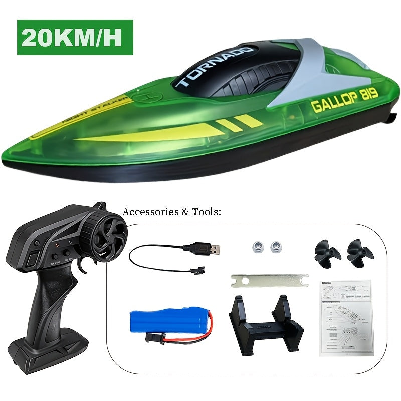 High Speed Remote Control Motor Speedboat, Up To 25km/ H Speed, Ship Flip Reset, Low Power/ Overboard Night Light Tips, Specially Suitable As A Christmas, Halloween, Birthday
