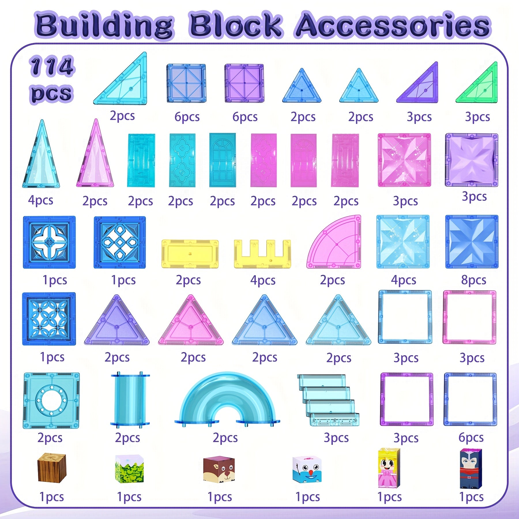 Set of 114pcs Featuring a Diamond Princess Ice Castle Theme, Designed As Puzzle Toys for Kids