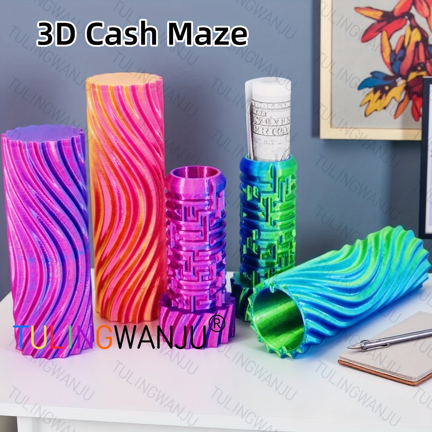 3D Cash Maze Present Container, Festive Gift Box, Decorative Storage Items, 3D Printed Present Box, Suitable for Christmas, Halloween, And Easter