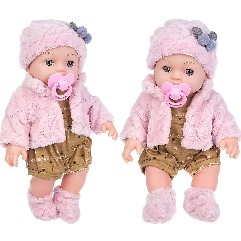 1 Lifelike 12 Inch/30cm Reborn Beautiful Doll, Including Hat, Socks, And Toy Pacifier Set, Lifelike Children's Toys, Suitable for Party Games, The Best Gift for Children On Christmas And Halloween, Girls Love Home Toys The Most