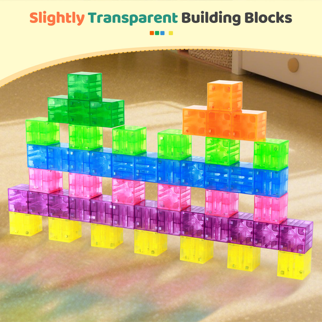 [Christmas & Birthday Gift] 100pcs Magnetic Building Blocks Toy | Random Colorful Transparent Cube Construction Set | Creative Physics Learning Toy | Ideal Christmas & Birthday Gift For Boys & Girls