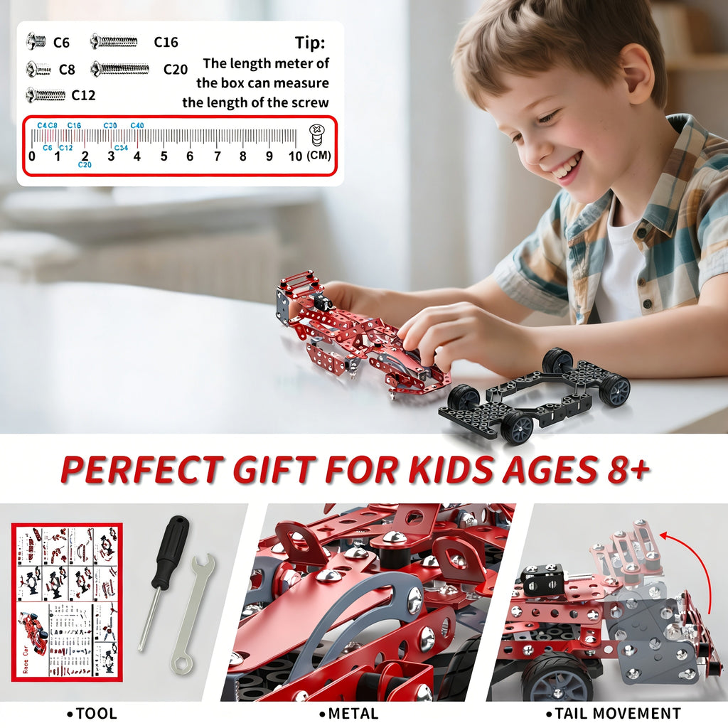 Building Kit Model Car Set - 283/ 287pcs STEM Project Toys for Kids, Assembly Building Vehicle for Boys Gift