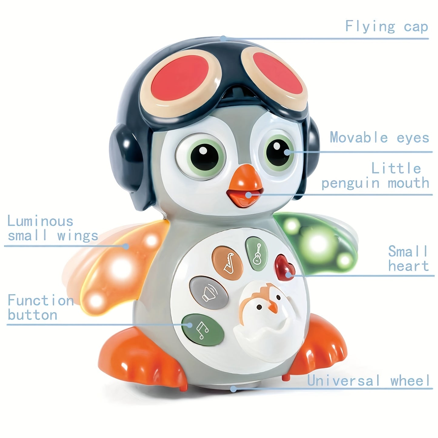 Baby Toys Penguin, Infant Musical Toys, Tummy Time Toys with Music & Lights, Light Up Learning Toys, Dancing Crawling Baby Toy, Baby Easter Basket Stuffers
