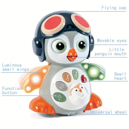 Baby Toys Penguin, Infant Musical Toys, Tummy Time Toys with Music & Lights, Light Up Learning Toys, Dancing Crawling Baby Toy, Baby Easter Basket Stuffers