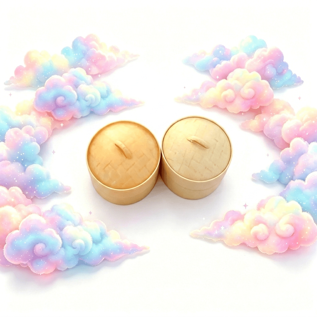 6pcs Colorful Dumpling Set for Stress Relief And Party Favors, 2 Dumpling Blanks And 2 Steamer Bases And 2 Lids, Cute Expressive Faces, Slow-Rise Portable Pouch, Perfect Birthday And Easter Gift