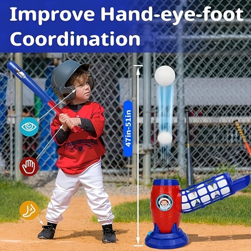 [Birthday Christmas Gifts] Fully Automatic Children's Baseball Machine, Plastic Baseball Toy Set, Including 10 Balls, Baseball Sports Training Equipment, Perfect Choice for Birthday And Christmas Gifts